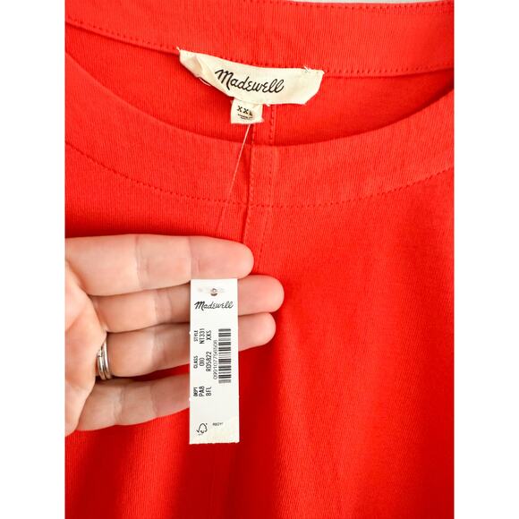 Madewell | NWT Puff-Sleeve Tee in Bright Flame Red | Sz XXS - Picture 6 of 9